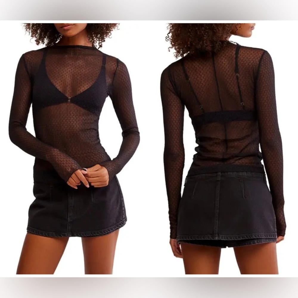 NWOT Free People Intimately Minding My Business Top - Black